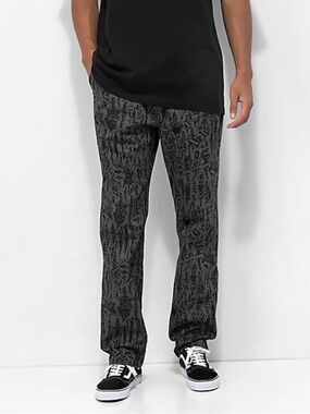 Relaxed Black Patterned Men's Jeans - Casual Everyday Fit